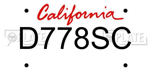 D778SC California License Plate