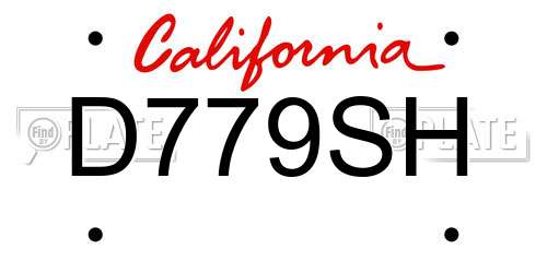 D779SH California License Plate