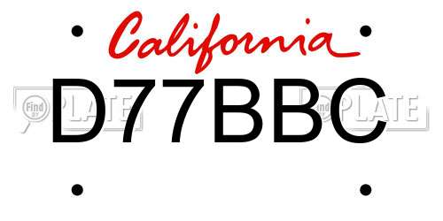 D77BBC California License Plate