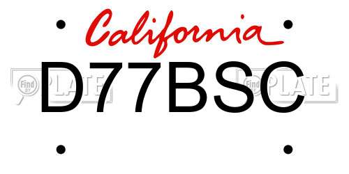 D77BSC California License Plate