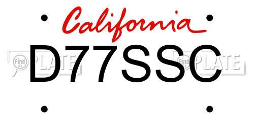 D77SSC California License Plate