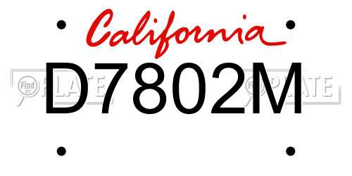D7802M California License Plate