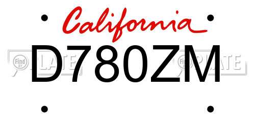 D780ZM California License Plate