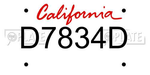D7834D California License Plate