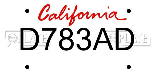 D783AD California License Plate