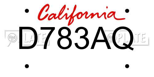 D783AQ California License Plate