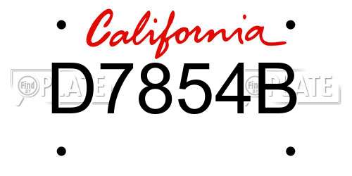 D7854B California License Plate