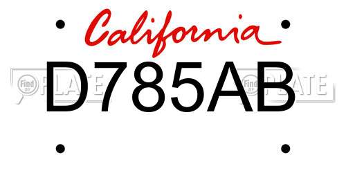 D785AB California License Plate
