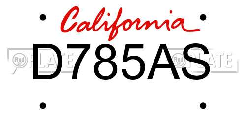 D785AS California License Plate