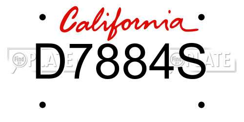 D7884S California License Plate