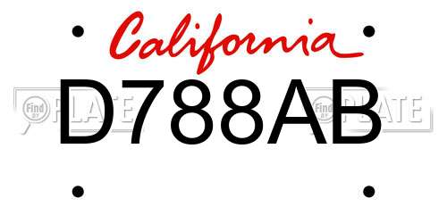 D788AB California License Plate