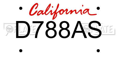 D788AS California License Plate
