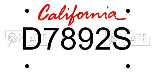 D7892S California License Plate