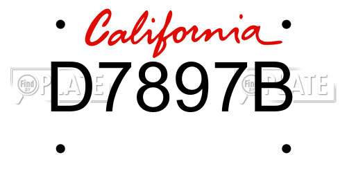 D7897B California License Plate