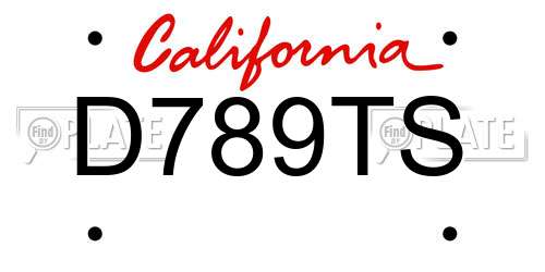 D789TS California License Plate