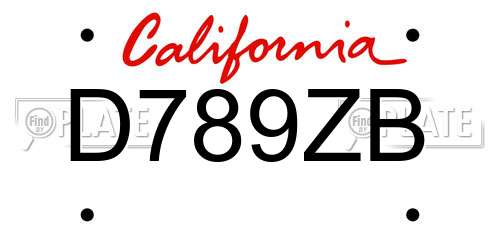 D789ZB California License Plate