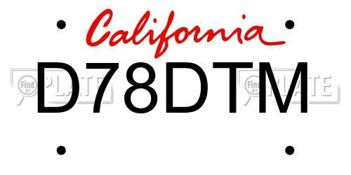 D78DTM California License Plate