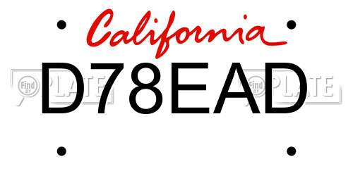 D78EAD California License Plate