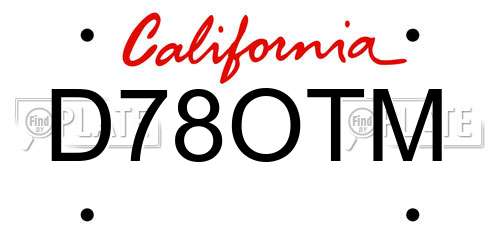 D78OTM California License Plate