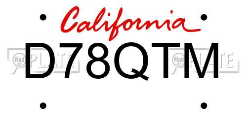 D78QTM California License Plate