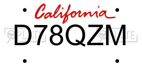 D78QZM California License Plate