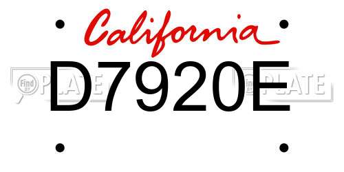 D7920E California License Plate