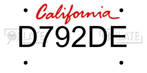 D792DE California License Plate
