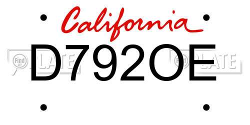 D792OE California License Plate