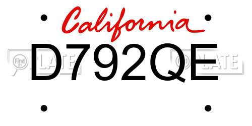 D792QE California License Plate