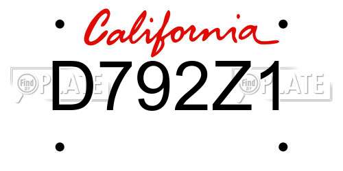 D792Z1 California License Plate