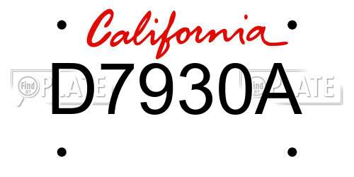 D7930A California License Plate