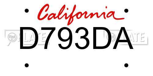 D793DA California License Plate