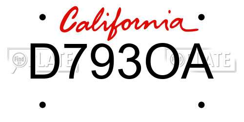 D793OA California License Plate