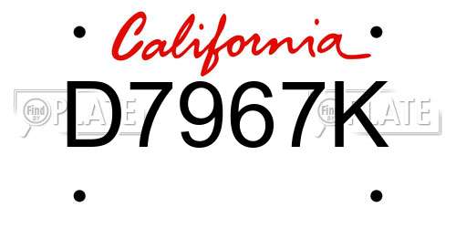 D7967K California License Plate