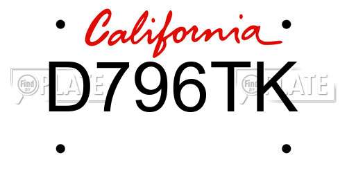 D796TK California License Plate