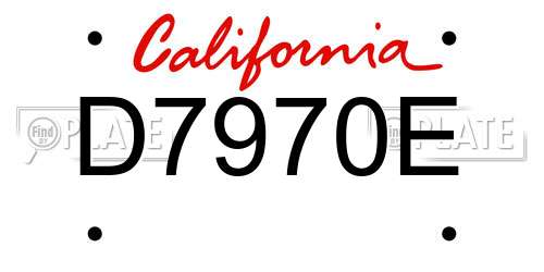 D7970E California License Plate
