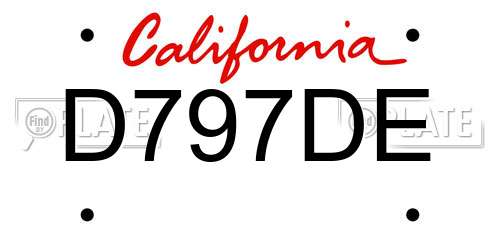D797DE California License Plate