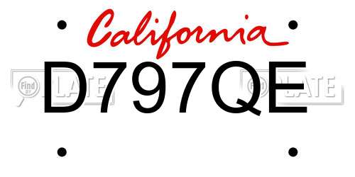 D797QE California License Plate