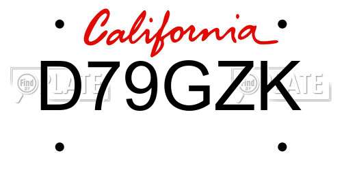 D79GZK California License Plate