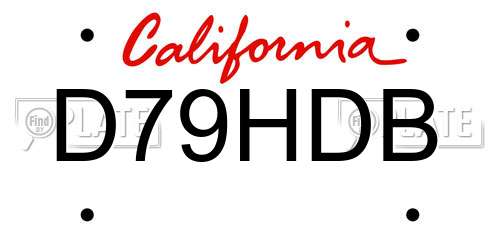 D79HDB California License Plate