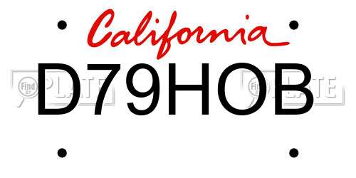 D79HOB California License Plate
