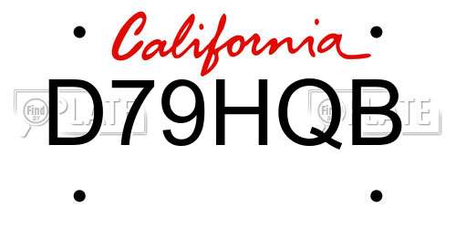 D79HQB California License Plate