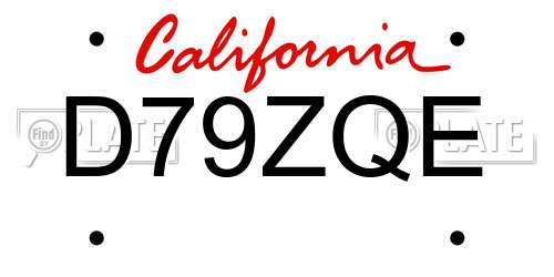 D79ZQE California License Plate