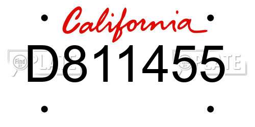 D811455 California License Plate