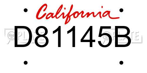 D81145B California License Plate