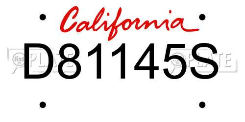 D81145S California License Plate