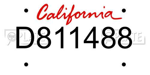D811488 California License Plate