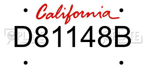 D81148B California License Plate