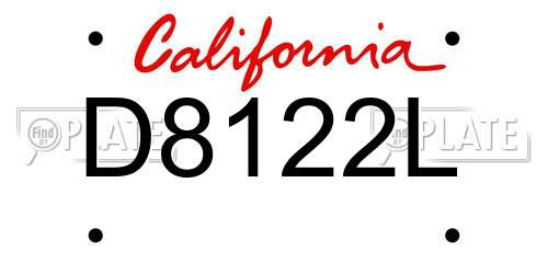 D8122L California License Plate