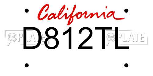 D812TL California License Plate